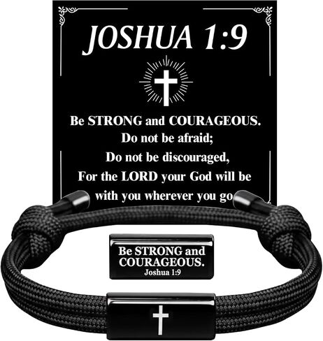 Bible Verse Adjustable Rope Cross Bracelet, Christian Catholic Valentine Easter Baptism First Communion Confirmation Gifts for Him Teens Husband Friends Thanksgiving Christmas Stocking Stuffers in Saudi Arabia