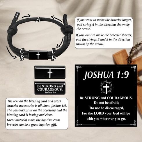 Bible Verse Adjustable Rope Cross Bracelet, Christian Catholic Valentine Easter Baptism First Communion Confirmation Gifts for Him Teens Husband Friends Thanksgiving Christmas Stocking Stuffers in Saudi Arabia