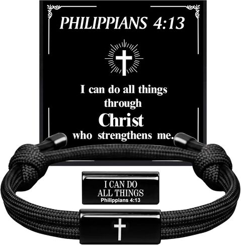 Bible Verse Adjustable Rope Cross Bracelet, Christian Catholic Valentine Easter Baptism First Communion Confirmation Gifts for Him Teens Husband Friends Thanksgiving Christmas Stocking Stuffers in Saudi Arabia