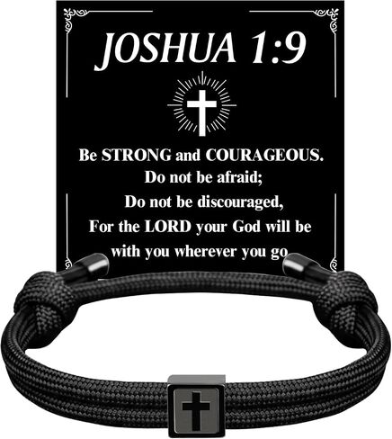 Bible Verse Adjustable Rope Cross Bracelet, Christian Catholic Valentine Easter Baptism First Communion Confirmation Gifts for Him Teens Husband Friends Thanksgiving Christmas Stocking Stuffers in Saudi Arabia