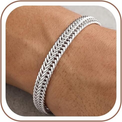 Diamond Cut 925 Sterling Silver Snake Chain Bracelet for Men Size: 6 mm Wide, 7 to 8.5 IN Exquisite Gifts for Men and Husbands in Saudi Arabia