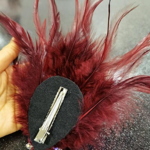 Roaring 1920s Art Deco Feather Headpiece | Gatsby Women’s Hair Accessory, Vintage Fashion Headpiece, Perfect for Tea Parties, Cocktail Parties, Weddings, and Various Occasions.(Burgundy) in Kuwait