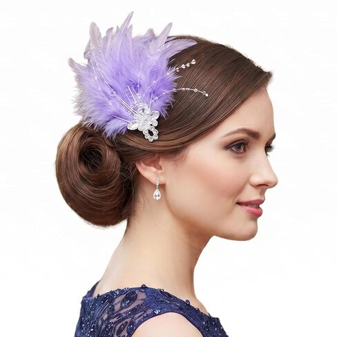 Roaring 1920s Art Deco Feather Headpiece | Gatsby Women’s Hair Accessory, Vintage Fashion Headpiece, Perfect for Tea Parties, Cocktail Parties, Weddings, and Various Occasions.(Burgundy) in Kuwait