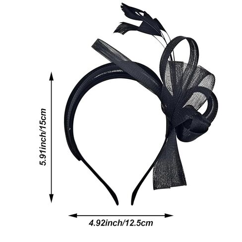 Fascinators Hats with Feather for Women Tea Party Headband Flower Cocktail Mesh Feathers Hair Clip Headwear for Girls and Women (Back) in Saudi Arabia