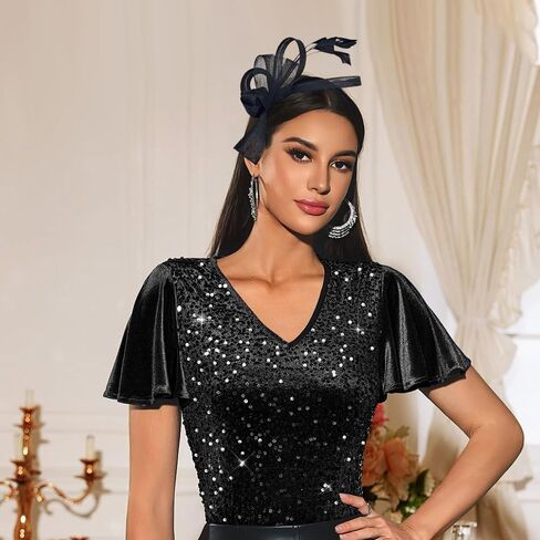Fascinators Hats with Feather for Women Tea Party Headband Flower Cocktail Mesh Feathers Hair Clip Headwear for Girls and Women (Back) in Saudi Arabia