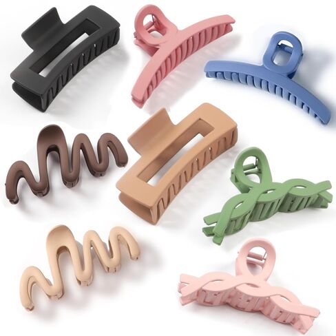 Matte Non-Slip Large Hair Clips for Women 8PCS (All Black), Durable Claw Clips for Women/Girls | Gift-Ready Neutral Hair Accessories for Daily & Special Occasions in Saudi Arabia