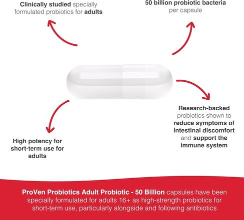 Pro-Ven Daily Probiotics for Women & Men | 50 Billion CFU | Digestive & Immune Support | High Strength Acidophilus Probiotic | 30 Capsules | Vegetarian, Gluten & Lactose Free in Saudi Arabia