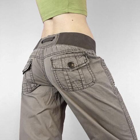 Bootcut Jeans for Women, Low Rise Well Bottoms Denim with Ribbed Waistband Side Stitch Drawstrings,Y2k Grunge in Saudi Arabia
