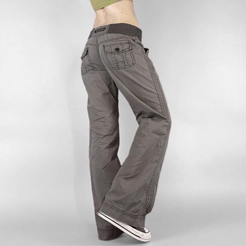Bootcut Jeans for Women, Low Rise Well Bottoms Denim with Ribbed Waistband Side Stitch Drawstrings,Y2k Grunge in Saudi Arabia
