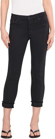 KUT from the Kloth Amy Crop Straight Leg Roll-up Fray in Optic White in Kuwait