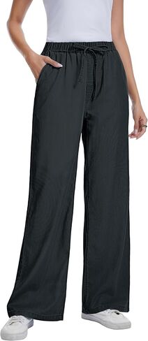Women Wide Leg Jeans Lightweight Soft Baggy Drawstring Denim Pants Pull On Straight Leg Casual Summer Trousers in Kuwait