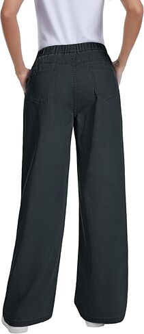 Women Wide Leg Jeans Lightweight Soft Baggy Drawstring Denim Pants Pull On Straight Leg Casual Summer Trousers in Kuwait
