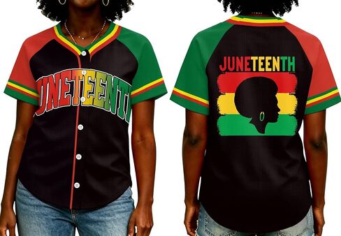 Juneteenth Shirts Women 1865 Celebrate Black Freedom Jersey Black Independence Day African American Button Down Tee Top in Kuwait