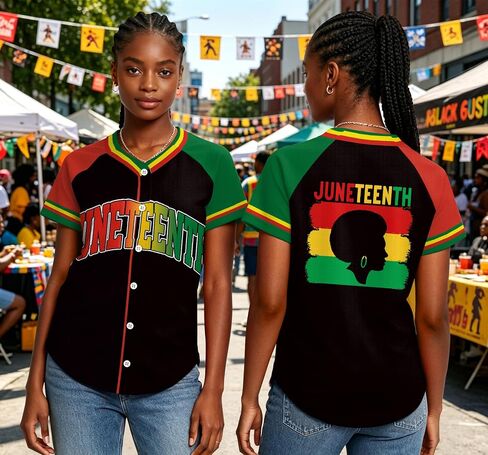 Juneteenth Shirts Women 1865 Celebrate Black Freedom Jersey Black Independence Day African American Button Down Tee Top in Kuwait