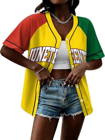 Juneteenth Shirts Women 1865 Celebrate Black Freedom Jersey Black Independence Day African American Button Down Tee Top in Kuwait