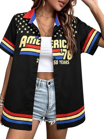 250th Anniversary USA Shirt Women 4th of July Button Down Shirt 1776-2026 Birthday American Tee Patriotic Button Up Top in Kuwait