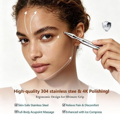 304 Stainless Steel Acupuncture Pen, Pain Relief for Face & Body Acupoint Massage. | Ergonomic Grip, Ideal for Deep Tissue Massage, Works with Ice Compress. Perfect Gift for Her. in Kuwait
