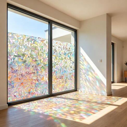 Window Privacy Film with Installation Tools, Window Privacy Film，Static Window Clings Vinyl 3D Decals Stickers Rainbow Window Film for Glass Door Heat Control Anti UV 11.5 x 39.4 Inches in Kuwait