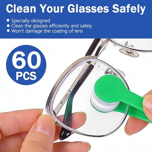 60 Pack Mini Eyeglass Cleaner Tool, Portable Sunglasses Spectacles Cleaning Tool, Soft Microfiber Cleaning Clip for Glasses, 6 Colors (Blue, Green, Black, White, Red, Yellow, 10 per Color)|by Cotkkstt in Saudi Arabia