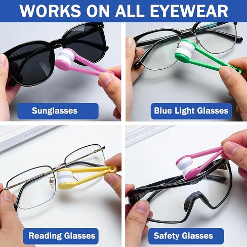 60 Pack Mini Eyeglass Cleaner Tool, Portable Sunglasses Spectacles Cleaning Tool, Soft Microfiber Cleaning Clip for Glasses, 6 Colors (Blue, Green, Black, White, Red, Yellow, 10 per Color)|by Cotkkstt in Saudi Arabia