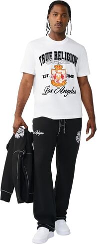 True Religion Men’s Big T Sweat Pant – Drawstring Waist, Contrast Big T Stitching in Kuwait