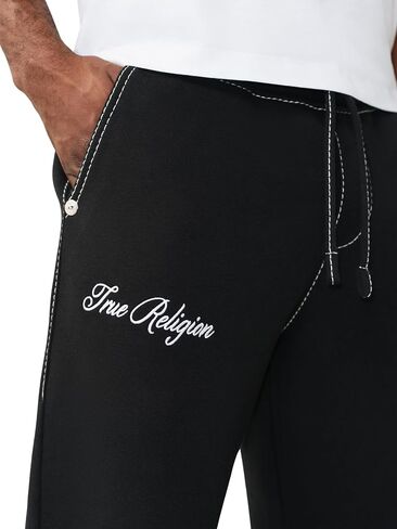 True Religion Men’s Big T Sweat Pant – Drawstring Waist, Contrast Big T Stitching in Kuwait
