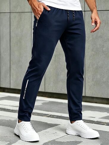 Men's Sweatpants with Zipper Pocket, Athletic Workout Track Pants Stretch Joggers for Gym Running Jogging in Kuwait