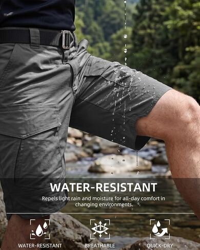 Men's Hiking Cargo Shorts Waterproof Quick Dry Tactical Shorts Lightweight Casual Outdoor Work Shorts Multi Pockets (No Belt) in Kuwait