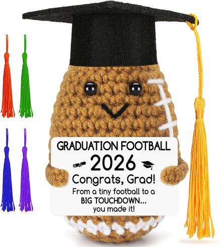 BiuNiuring 2026 Graduation Gifts for College, Funny Handmade Crochet Football Class of 2026 Grad Gifts for Him Her Son Daughter, Perfect Graduation Decorations for Middle High School 5th Grade in Saudi Arabia