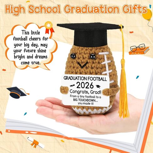 BiuNiuring 2026 Graduation Gifts for College, Funny Handmade Crochet Football Class of 2026 Grad Gifts for Him Her Son Daughter, Perfect Graduation Decorations for Middle High School 5th Grade in Saudi Arabia