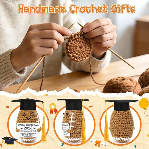 BiuNiuring 2026 Graduation Gifts for College, Funny Handmade Crochet Football Class of 2026 Grad Gifts for Him Her Son Daughter, Perfect Graduation Decorations for Middle High School 5th Grade in Saudi Arabia