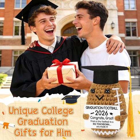 BiuNiuring 2026 Graduation Gifts for College, Funny Handmade Crochet Football Class of 2026 Grad Gifts for Him Her Son Daughter, Perfect Graduation Decorations for Middle High School 5th Grade in Saudi Arabia
