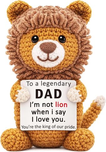 Dad Gifts for Fathers Day from Daughter Son, Handmade Crochet Lion Stuffed Animal Gift, Mini Funny I Love You Gifts for Best Dad Ever Step Bonus Daddy, I'M Not Lion Cool Gifts for Adult Men Birthday in Saudi Arabia
