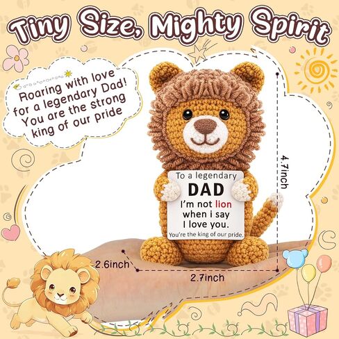 Dad Gifts for Fathers Day from Daughter Son, Handmade Crochet Lion Stuffed Animal Gift, Mini Funny I Love You Gifts for Best Dad Ever Step Bonus Daddy, I'M Not Lion Cool Gifts for Adult Men Birthday in Saudi Arabia