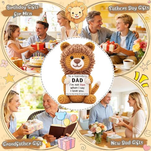 Dad Gifts for Fathers Day from Daughter Son, Handmade Crochet Lion Stuffed Animal Gift, Mini Funny I Love You Gifts for Best Dad Ever Step Bonus Daddy, I'M Not Lion Cool Gifts for Adult Men Birthday in Saudi Arabia