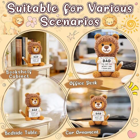 Dad Gifts for Fathers Day from Daughter Son, Handmade Crochet Lion Stuffed Animal Gift, Mini Funny I Love You Gifts for Best Dad Ever Step Bonus Daddy, I'M Not Lion Cool Gifts for Adult Men Birthday in Saudi Arabia