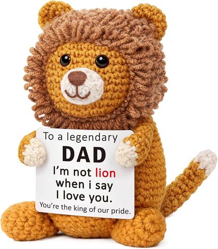 Dad Gifts for Fathers Day from Daughter Son, Handmade Crochet Lion Stuffed Animal Gift, Mini Funny I Love You Gifts for Best Dad Ever Step Bonus Daddy, I'M Not Lion Cool Gifts for Adult Men Birthday in Saudi Arabia