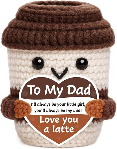 Fathers Day Dad Gifts from Daughter, Stepdad Fathers Day Birthday Gifts for Bonus Dad Father, I Love You Dads Birthday Gift from Daughter Mini Handmade Crochet Coffee Office Desk Decor for Men in Saudi Arabia