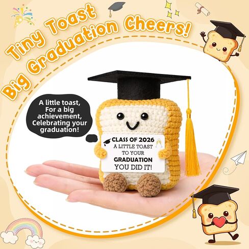 2026 Graduation Gift for Her Him, Graduation Decorations Gifts for Graduates Collage High School Phd Master Degree, Class of 2026 You Did It, Funny Handmade Crochet Toast With Cap Graduates Card in Saudi Arabia