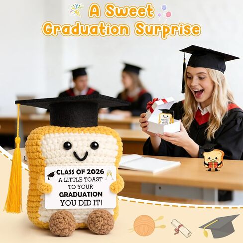 2026 Graduation Gift for Her Him, Graduation Decorations Gifts for Graduates Collage High School Phd Master Degree, Class of 2026 You Did It, Funny Handmade Crochet Toast With Cap Graduates Card in Saudi Arabia