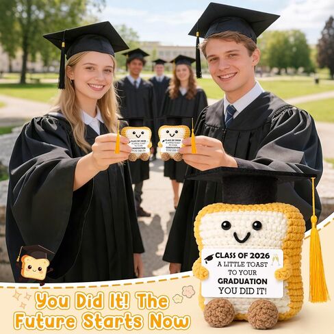 2026 Graduation Gift for Her Him, Graduation Decorations Gifts for Graduates Collage High School Phd Master Degree, Class of 2026 You Did It, Funny Handmade Crochet Toast With Cap Graduates Card in Saudi Arabia