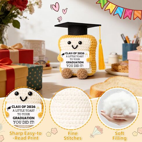 2026 Graduation Gift for Her Him, Graduation Decorations Gifts for Graduates Collage High School Phd Master Degree, Class of 2026 You Did It, Funny Handmade Crochet Toast With Cap Graduates Card in Saudi Arabia