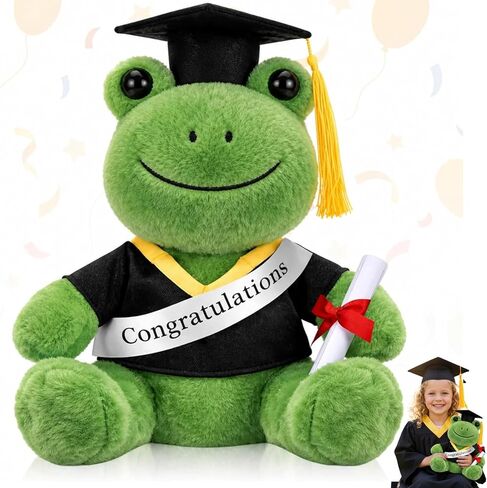 Hollowfly 2026 Graduation Frog Plush Toy Adorable Frog Stuffed Animal Graduation Gift Party Decoration for Man Women Girls Boys Kindergarten High School College Congratulatory Party Gifts in Kuwait