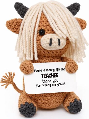 Teacher Appreciation Gift for Women Men - Handmade Highland Cow Classroom Decor – - Funny Thank You Keepsake for Easter End of Year Back to School Graduaiton Valentine's Day Nurse Week in Saudi Arabia