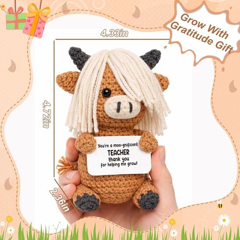 Teacher Appreciation Gift for Women Men - Handmade Highland Cow Classroom Decor – - Funny Thank You Keepsake for Easter End of Year Back to School Graduaiton Valentine's Day Nurse Week in Saudi Arabia