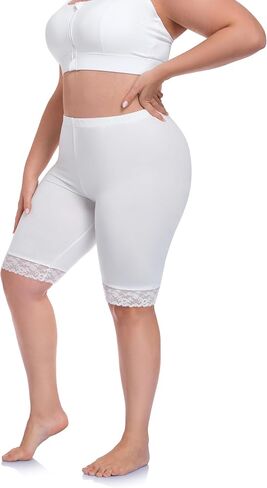 سراويل قصيرة مقاس كبير تحت الفساتين للنساء ملابس داخلية مضادة للغضب سراويل قصيرة منتصف الفخذ سراويل داخلية من الدانتيل تحت السراويل in Kuwait