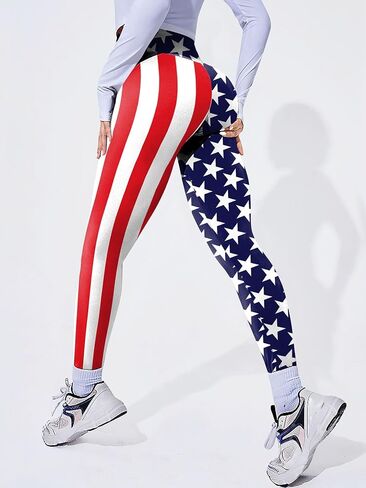 YaNuts High Waisted Leggings for Women,American Flag Workout Leggings for Women Soft Running Pants in Saudi Arabia