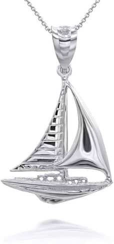 Claddagh Gold Maritime Sail Boat NauticalCharm Pendant Necklace Fine Real Solid 925 Sterling Silver in Kuwait