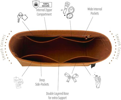 Divitize Premium Purse Organizer compatible with Coach Turnlock Haversack Bag Insert — Handmade Perfect Fit, Durable Quality Felt, Full Coverage, 24+ Shades (Sienna, for Turnlock Haversack) in Saudi Arabia