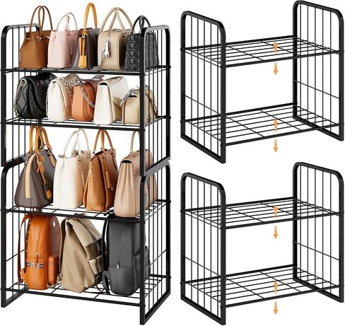 HapiRm Adjustable Purse Organizer for Closet - Purse Rack with Stackable & Separable Design, Large Capacity 4 Tier Handbag Organizer for Various of bags, Space-Saving bag rack for Home in Kuwait